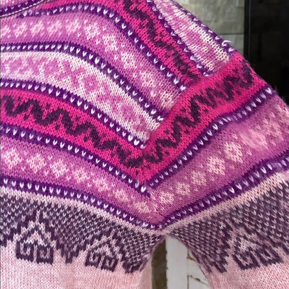 Alpaca Connections Peru alpaca blend purple pink crew neck long sleeve sweater - Picture 5 of 16